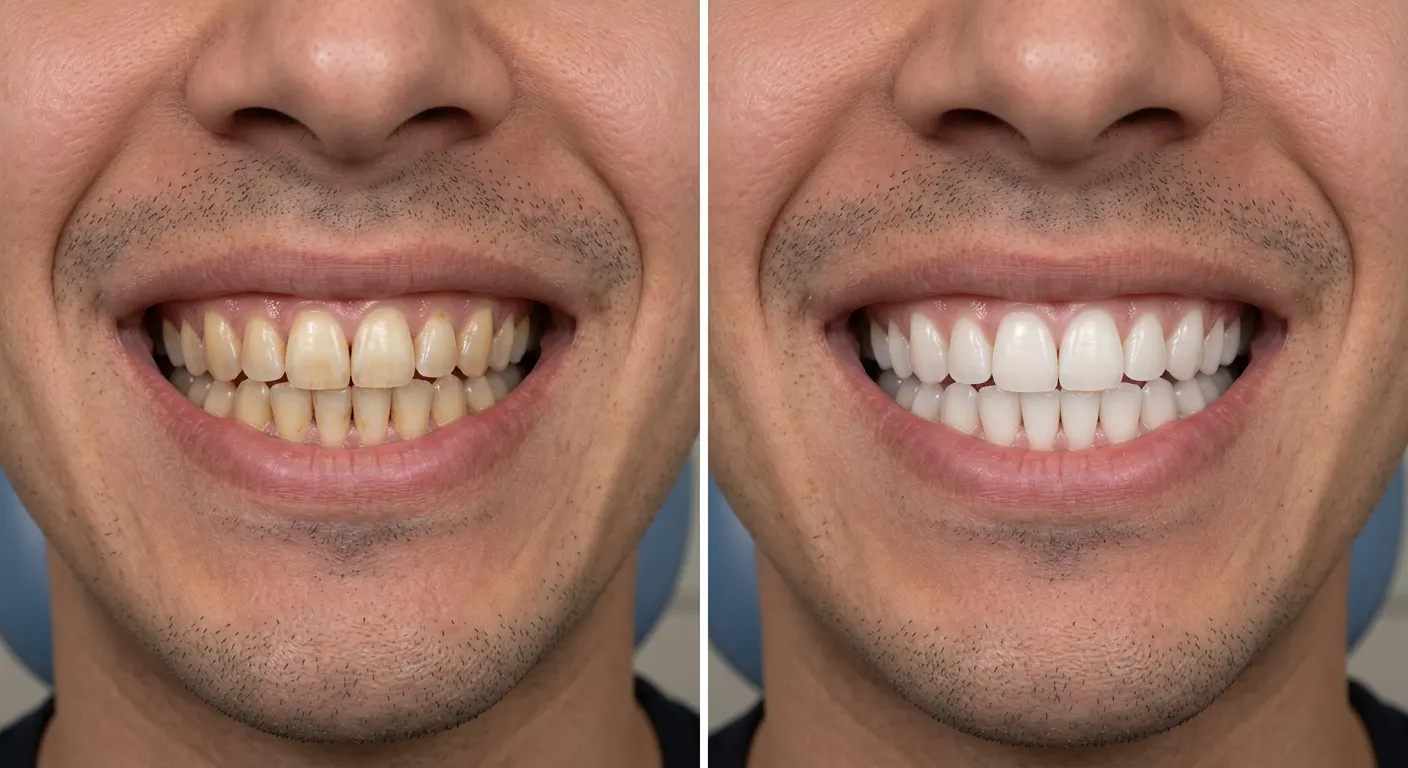 After: several shades whiter following professional whitening