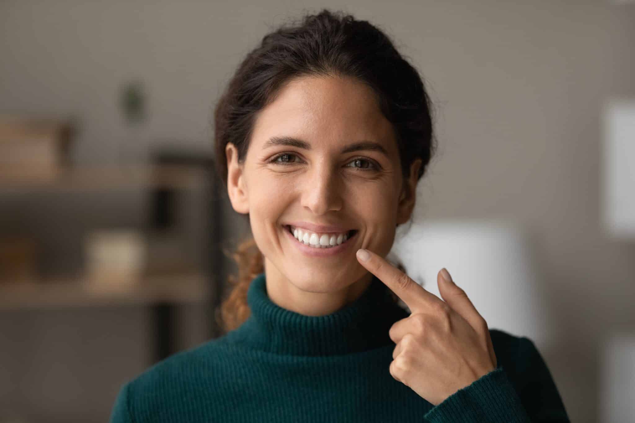 Shiny,Smile.,Portrait,Of,Young,Happy,Hispanic,Woman,Satisfied,Patient